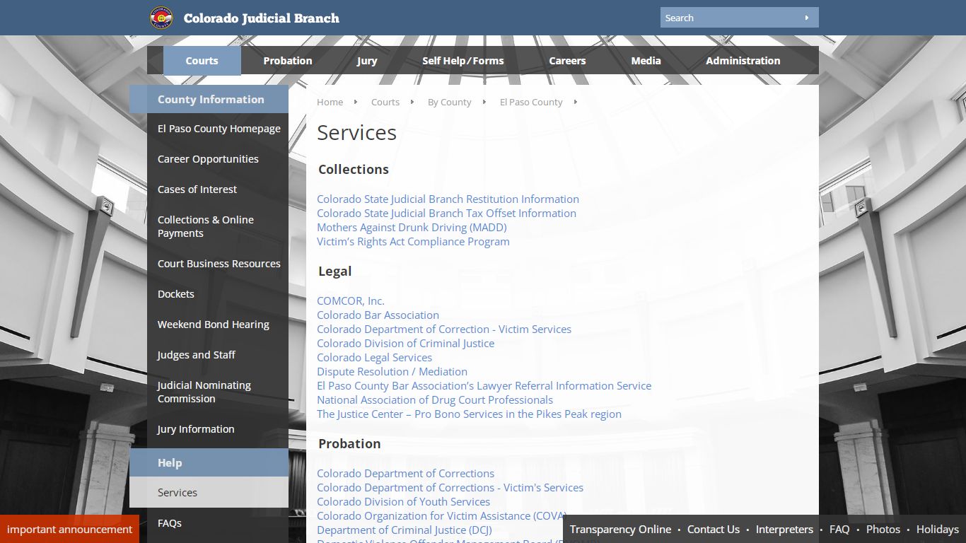 Colorado Judicial Branch - El Paso County - Services